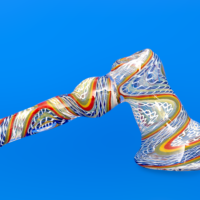 Large Hammer Bubbler Rasta/Blue colors - Image 2