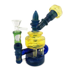 SOS Glass - Rig (w/Yellow Blue Green) - 9"