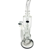 SOS Glass - Straight Tube (w/ UFO Perc & Shower Head Filter) - 16"