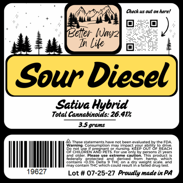 Sour Diesel (Sativa-Hybrid) THCa Flower (3.5g) - Image 3