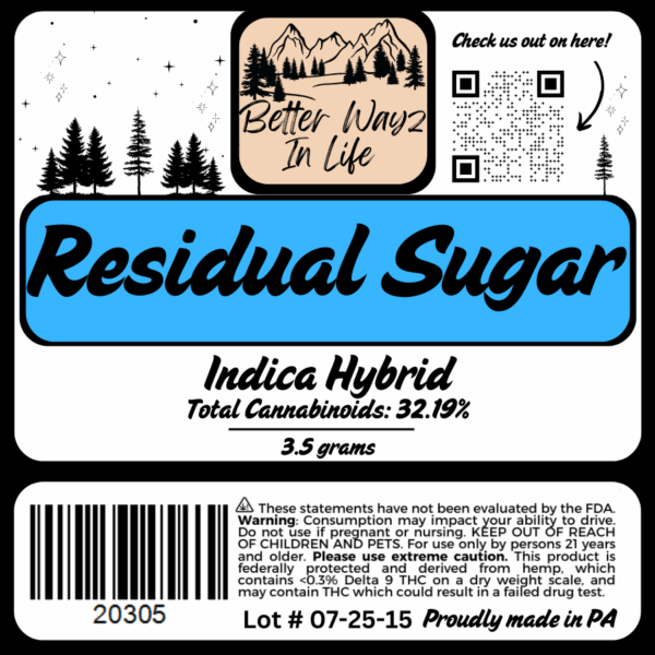 Residual Sugar (Indica-Hybrid) THCa Flower – 3.5g - Image 3
