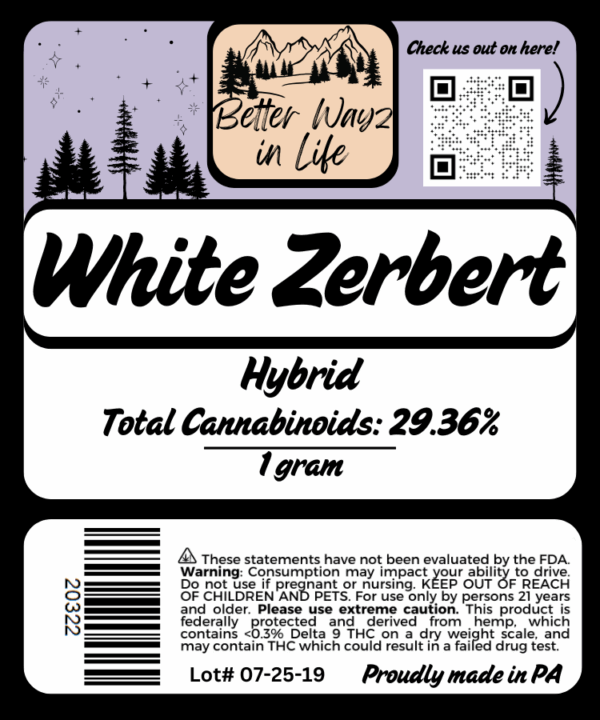White Zerbert (Hybrid) THCa Flower – 3.5g - Image 3