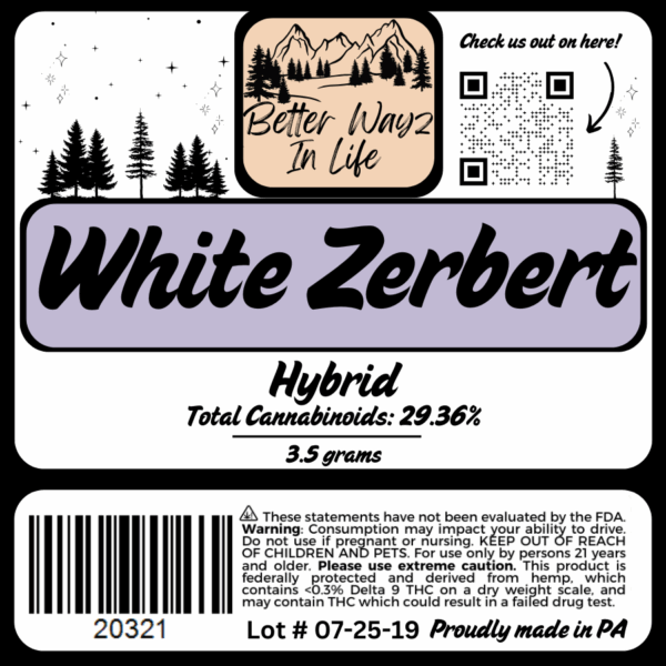 White Zerbert (Hybrid) THCa Flower – 3.5g - Image 2