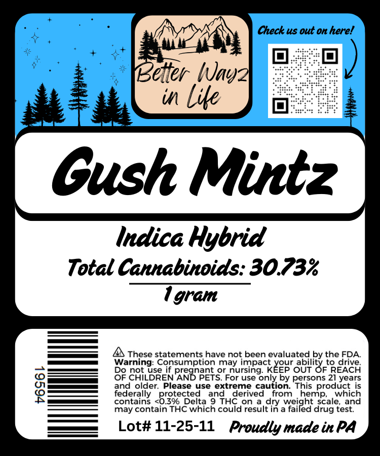 Gush Mintz (Hybrid-Indica) THCa Flower – 3.5g - Image 3